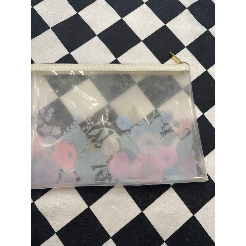 Rifle Paper Co Floral Clear Pouch Cosmetic Travel Zipper Bag floral modern boho - Picture 3 of 5